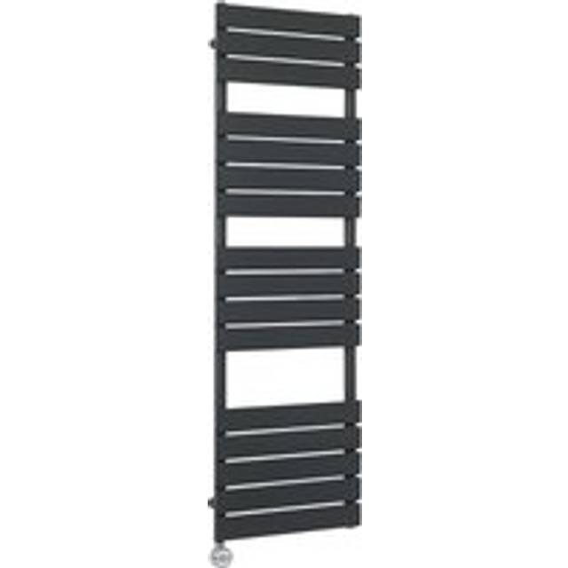 Milano Lustro Electric - Modern Anthracite Flat Panel Heated Towel Rail Radiator with Thermostatic Heating Element - 1500mm x 450mm