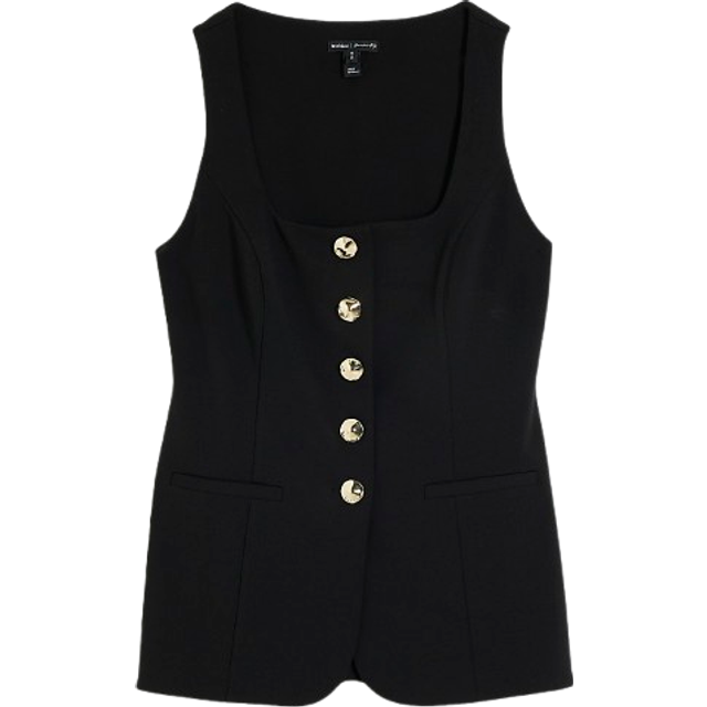 River Island Womens Black Square Neck Waistcoat - 10