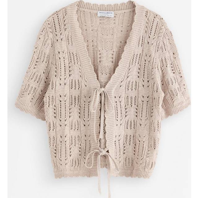 Stickad cardigan med korta ärmar