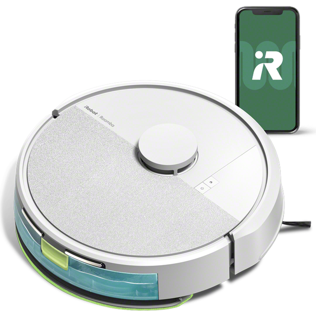iRobot Roomba 105 Combo Robot Vacuum & Mop - 7000Pa sug, LiDAR-navigering, SmartScrub-moppning, mattdetektering, app- och röststyrning, 120 minuters körtid - Vit