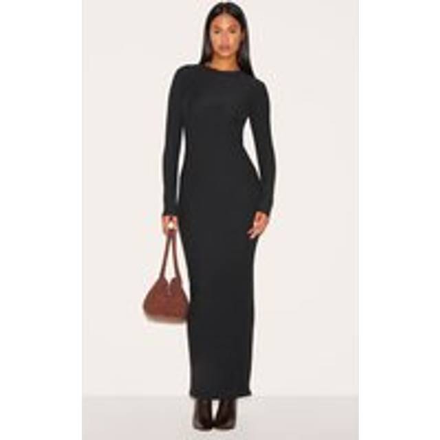 Tall Black Soft Touch Long Sleeve Maxi Dress, Black - 14