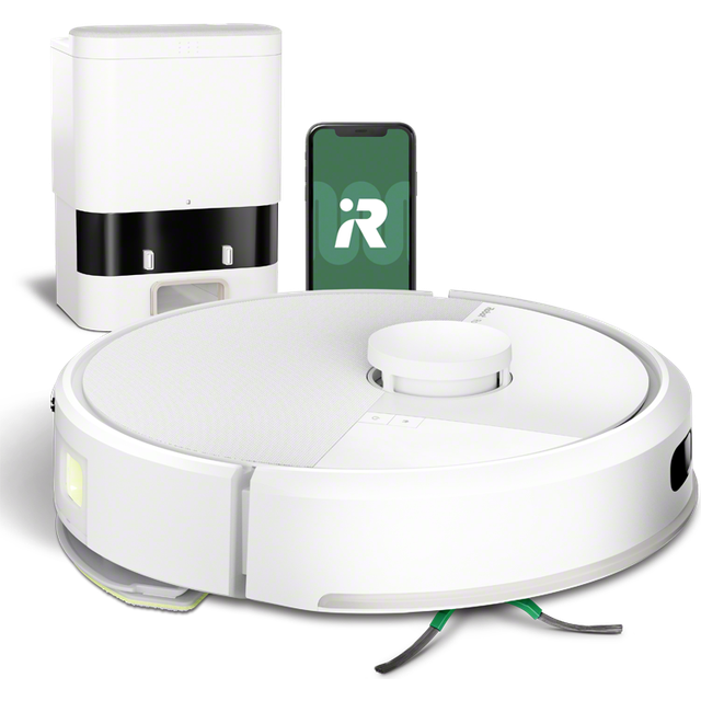iRobot Roomba 105 Combo + AutoEmpty Dock - automatisk tömning i upp till 75 dagar, 7000Pa sugkraft, LiDAR-navigering, SmartScrub-moppning, app- och röststyrning, 120 minuters körtid - Vit