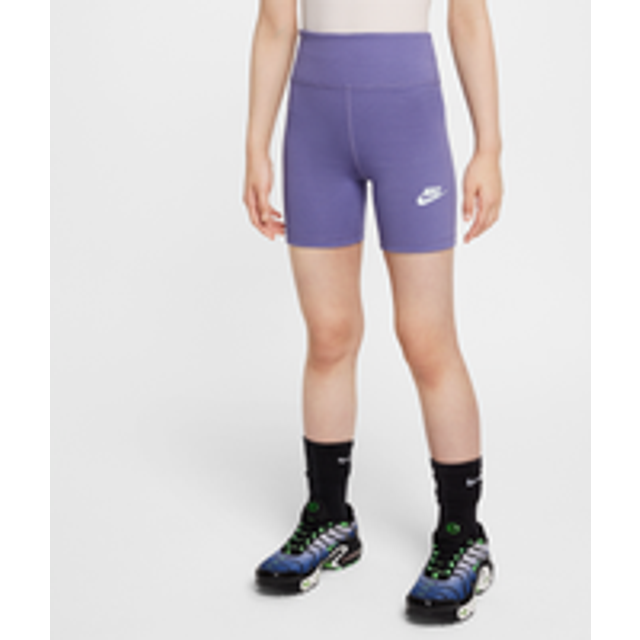 Nike Sportswear Classic Girls' High-Waisted 12.5cm (approx.) Biker Shorts - Purple - Cotton/Polyester/Elastane
