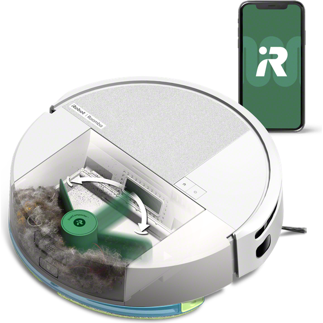 iRobot Roomba 205 DustCompactor Combo - Komprimerar automatiskt skräp inuti roboten upp till 60 J - Clearview LiDAR