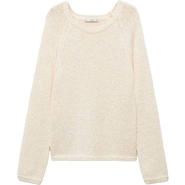 Round-neck crochet sweater ecru - Woman - XS - MANGO - Ecru