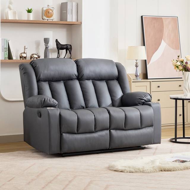 Artemis Home Sheridan 2 Seat Recliner Sofa with Cup Holders - Grey, Grey