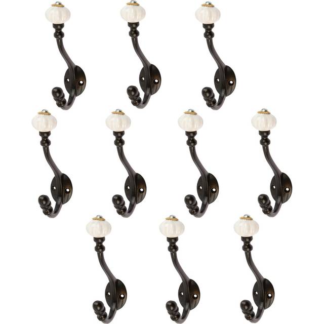 Hammer & Tongs - Ceramic Flower Hat & Coat Hook - W30mm x H140mm - Black (14.1cm H X 3.1cm W X 8.3cm D)