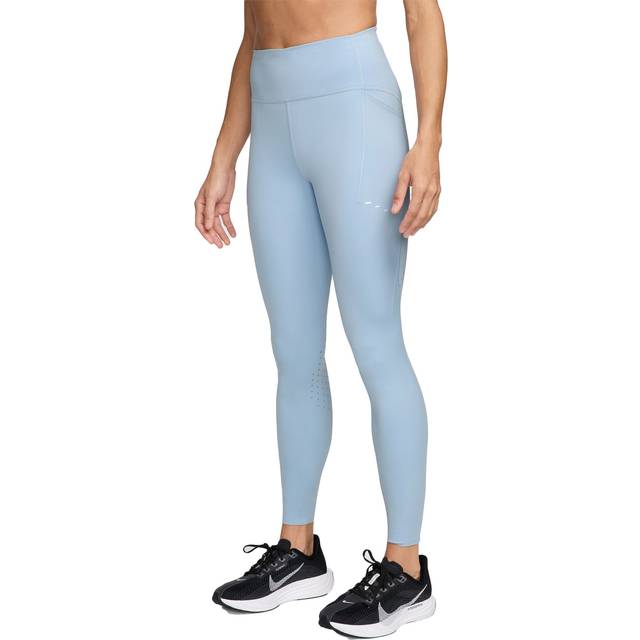Nike Swift Women's High-Waisted 7/8 Running Leggings with Pockets - Blue - Internal Drawcord - M (UK 12&#x2013;14)