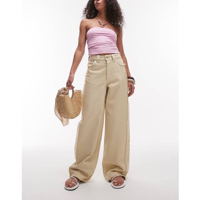 & Other Stories – Beiga, vida jeans med hög midja och fransiga detaljer-Naturlig