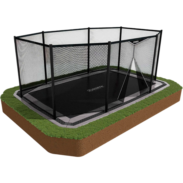 North In Ground + Skyddsnät Rektangulär / 4,6 m x 3,1 m / Studsmatta + Överdragsskydd