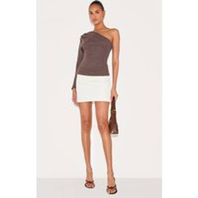 Cream Woven A Line Mini Skirt, White - 12