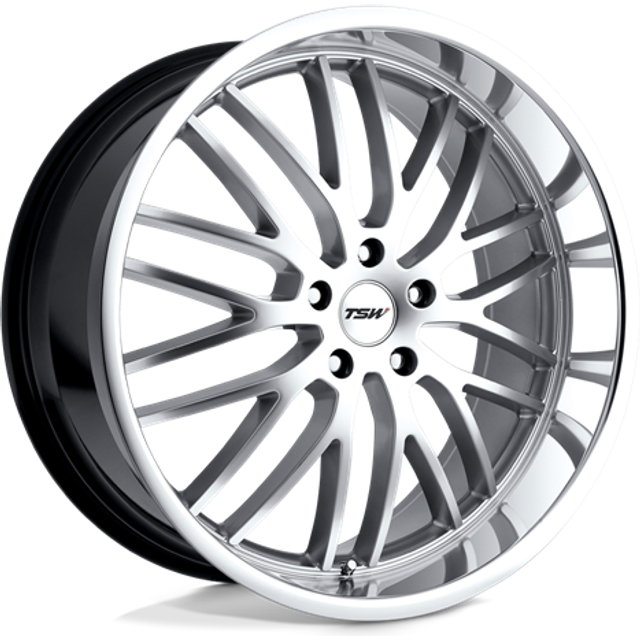 TSW Snetterton Hyper Silver W/ Mirror Cut Lip 8X19 5/112 ET45 CB72,1