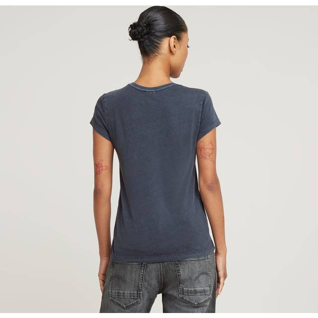 Overdyed Eyben Slim V-Neck Top 2.0 - Dark blue - Women - XXS