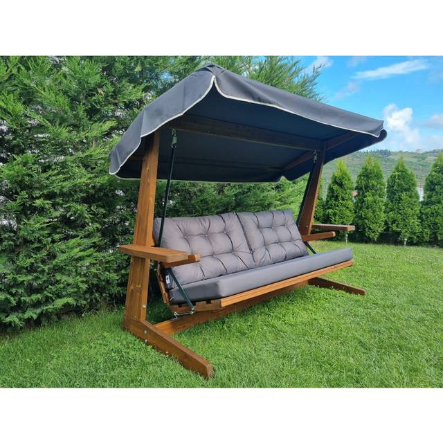 Chaniyah 3 Person Porch Swing with Canopy - Brown (175cm H X 237cm W X 115cm D)