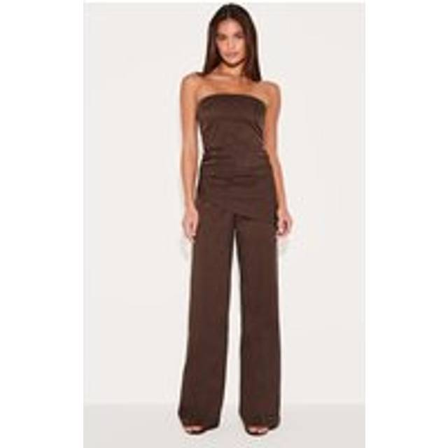 Chocolate Tailored Woven Wide Leg Trousers, Chocolate - 12