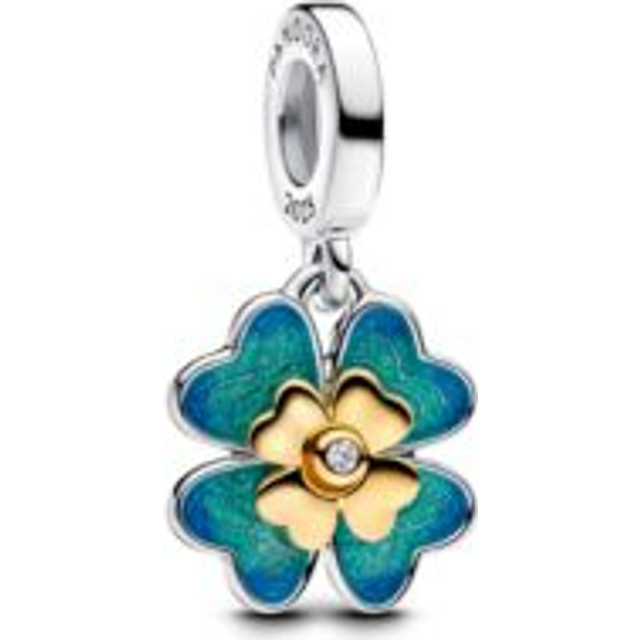 Pandora Spinnable Four Leaf Clover Lab-Grown Diamond Dangle Charm - Silver