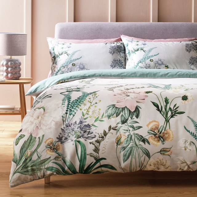 Argos Home Cotton Botanical Floral White Bedding Set- Double