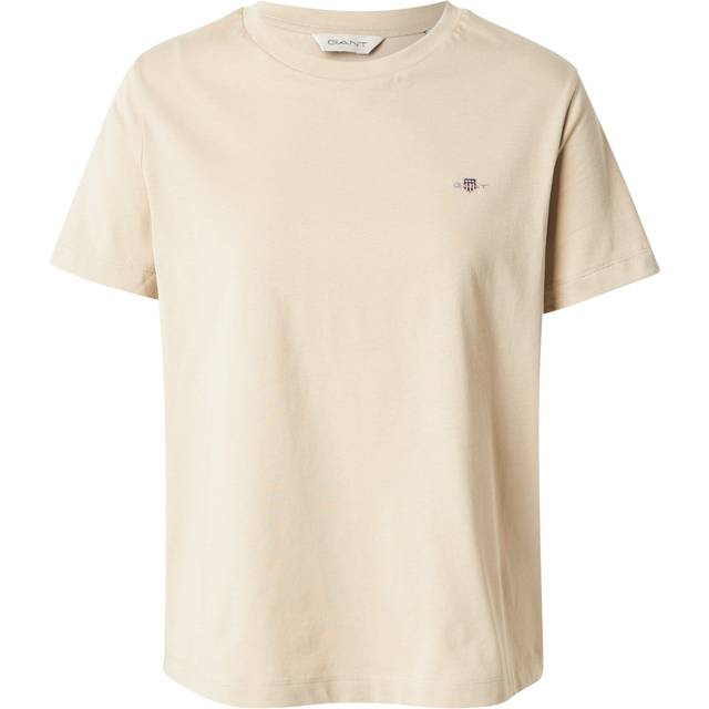GANT – Sandfärgad t-shirt i regular fit med vapensköldlogga-Naturlig