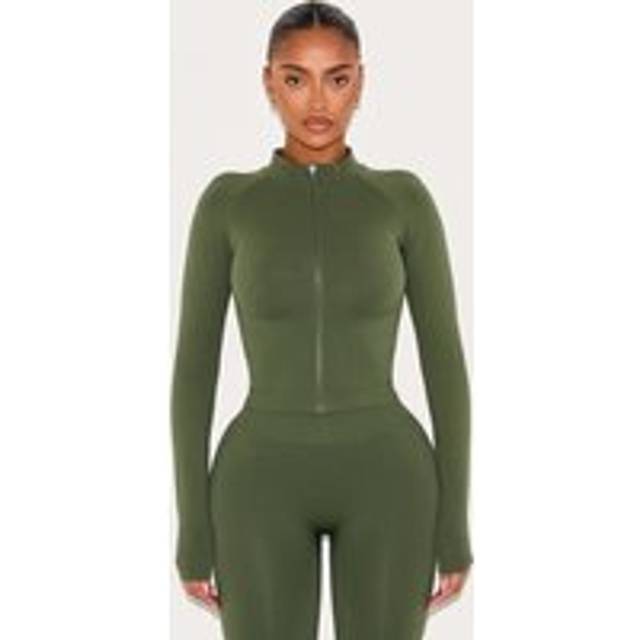 Shape Forest Green Seamless Active Zip Through Jacket, Forest Green - M