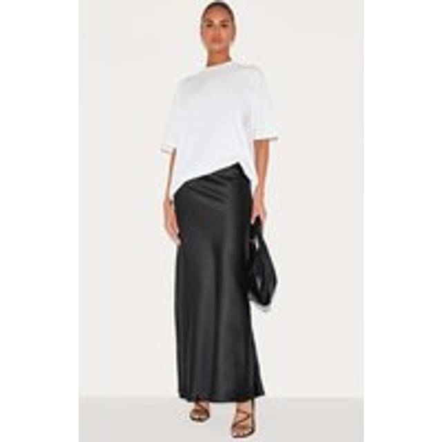 Black Satin Floaty Maxi Skirt, Black - 4