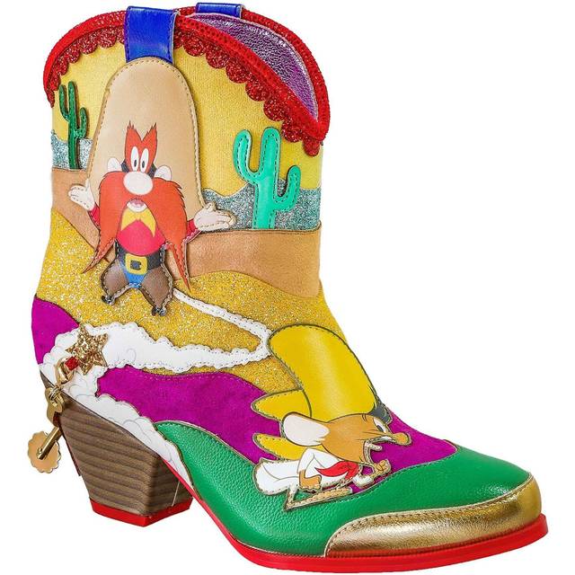 Irregular Choice Looney Tunes Rootinist Tootinist Boots - Green&#47;Purple&#47;Yellow (9.5)