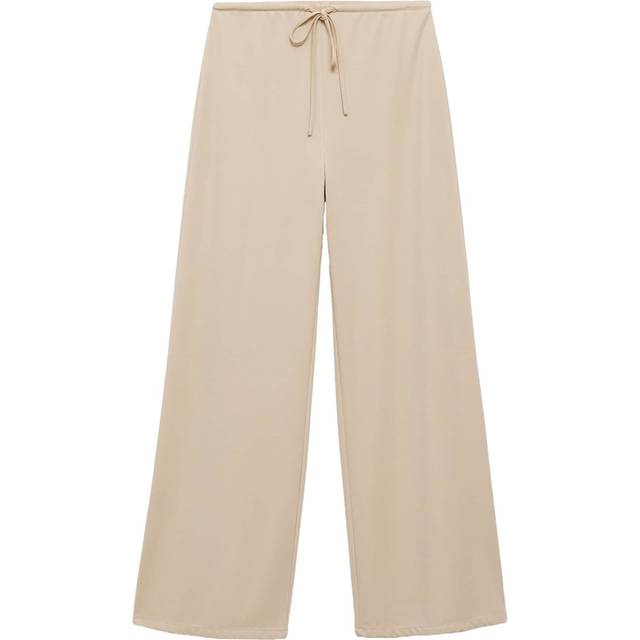 Mango Candela Wide Leg Trousers, Beige