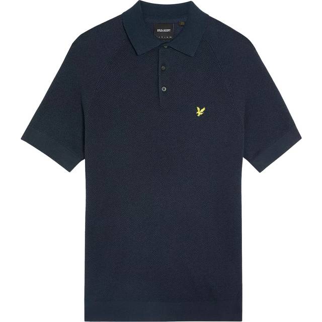 Linen Blend Knitted Polo Shirt - Dark Navy