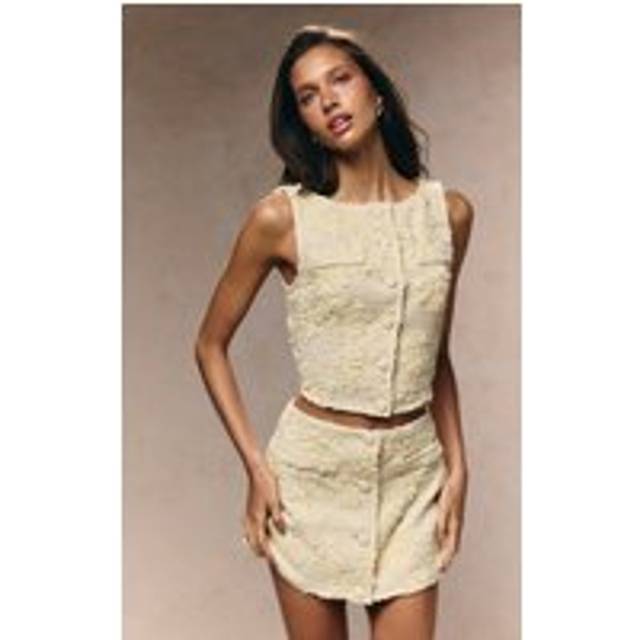 Lemon Floral Boucle Button Up Waistcoat, Lemon - 4