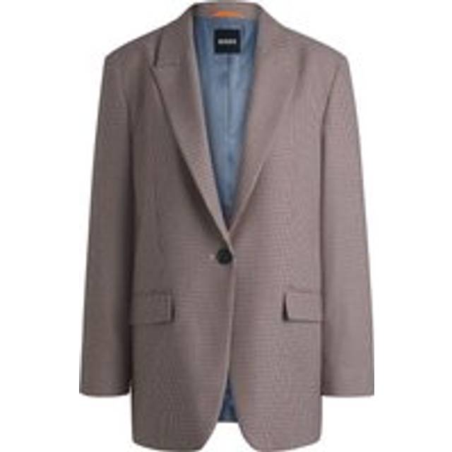 Relaxed-fit blazer in micro-patterned stretch fabric - Beige