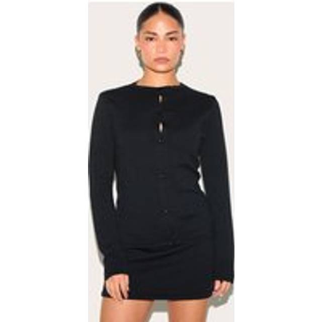 Petite Black Fine Knitted Longline Cardigan, Black - S