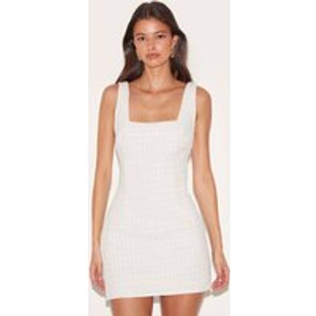 Almond Boucle Square Neck Mini Dress, Almond - 12