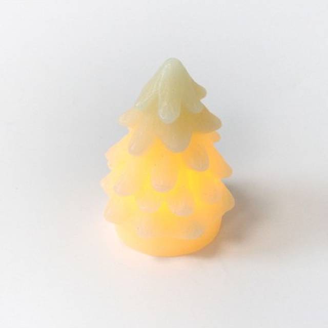 LED Julgran ljus, blinkande flameffekt, vit - Höjd 9cm, Ø6,5cm, äkta stearin