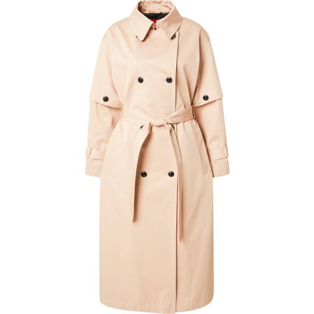Cotton trench coat with double-breasted front - Light Beige