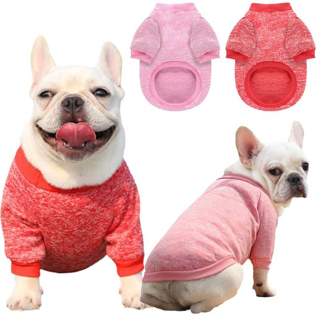 ABRRLO Pack Dog Jumper Fleece Warm Pet 2 Small Medium (XL, Red+Pink)