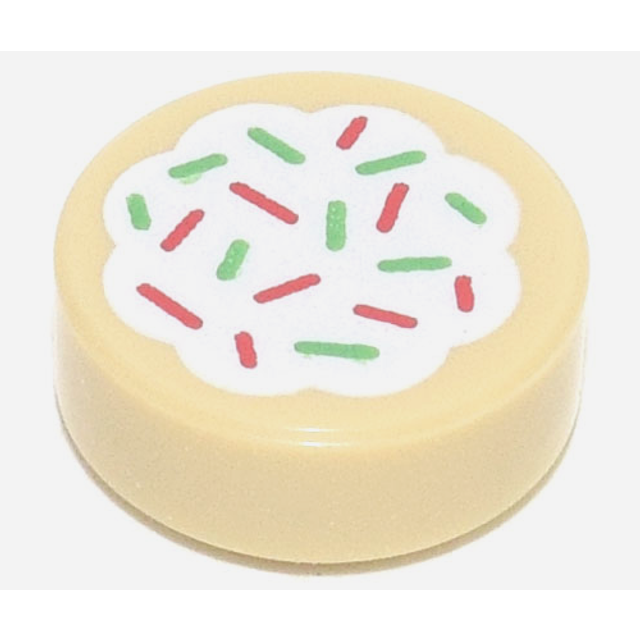 LEGO Accessory City Tan Cookie with White Frosting and Sprinkles Printed 1x1 Tile (Very Small)