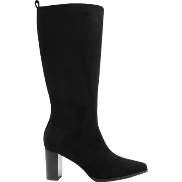 Where's That From Womens 'Delta' Block Heel Knee High Boots With Side Zip - Black - Size UK 4
