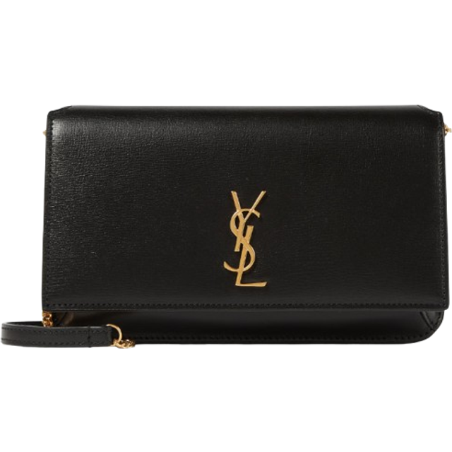 SAINT LAURENT - Cassandre Strap Leather Phone Case - Black - One size