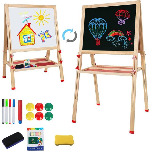Adjustable Wooden Easel for Kids  Foldable Standing Art Easel for 3  4  5  6  7  8 Years Old with Accessories  Drawing Painting Gifts for Boys & Girls