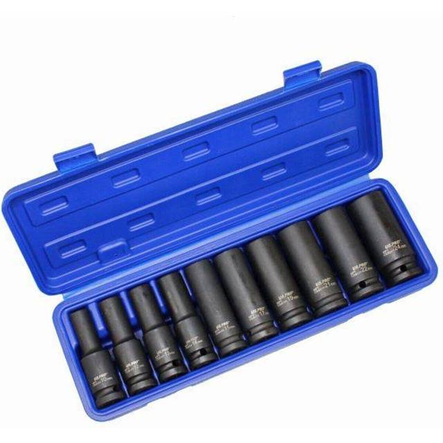 "US PRO Tools 10pc 1/2"" Dr 6 Point Deep Impact Sockets Metric 10 - 24mm 3725"