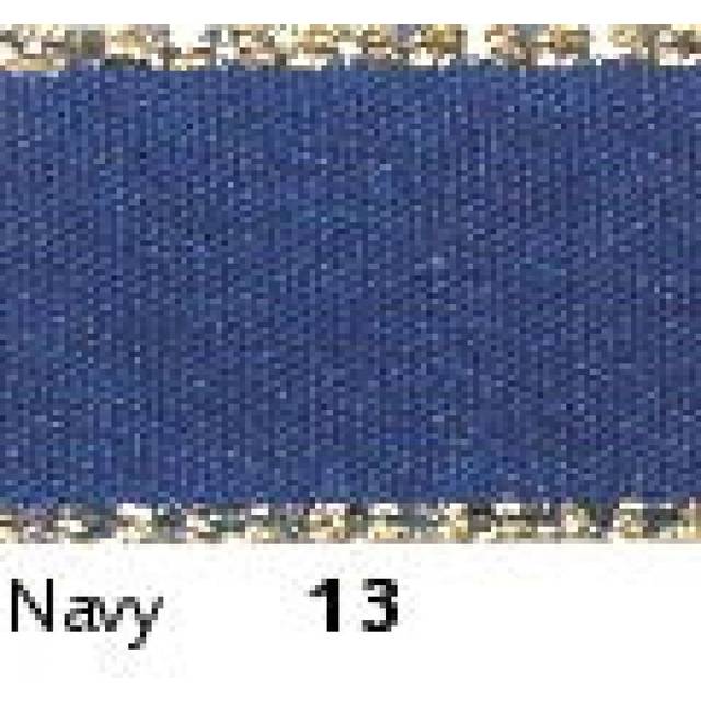 Berisfords Gold Edge Satin Ribbon 13 Navy - 7mm - per metre