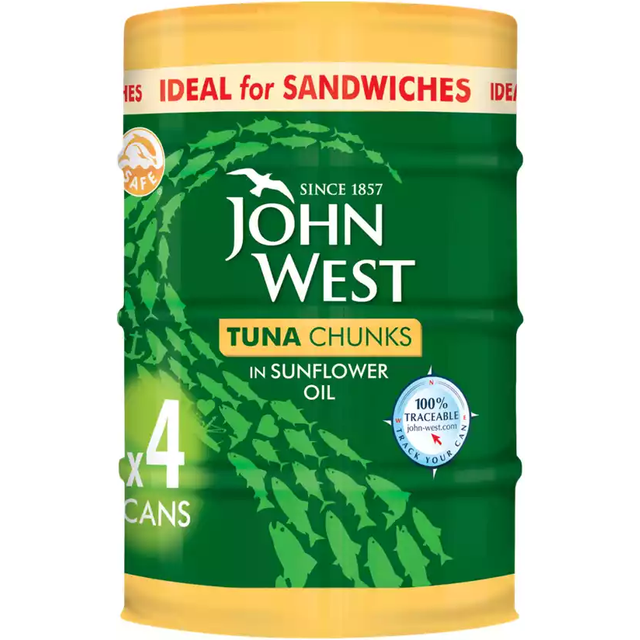 John West Tuna Chunks in Sunflower Oil 4 x 132g