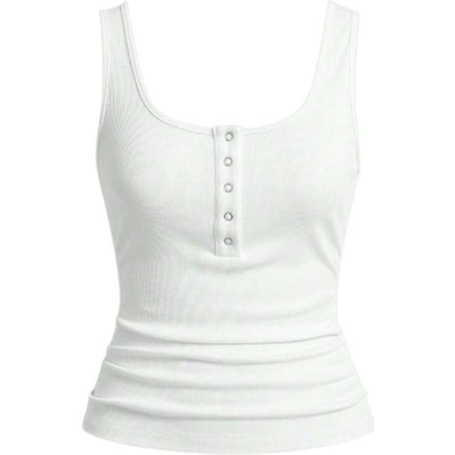 Slaydiva Casual All-Match White Cami Top With Deep U-Neck And Racerback-C
