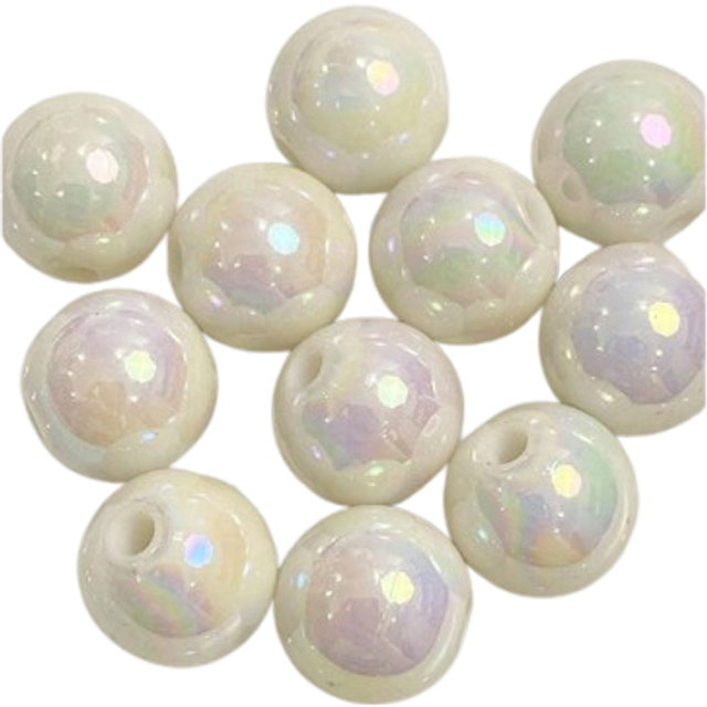 SHEIN 1pack 4/6/8/10/12mm Fashion Holographic DIY Acrylic Beads For Women For DIY Jewelry Making