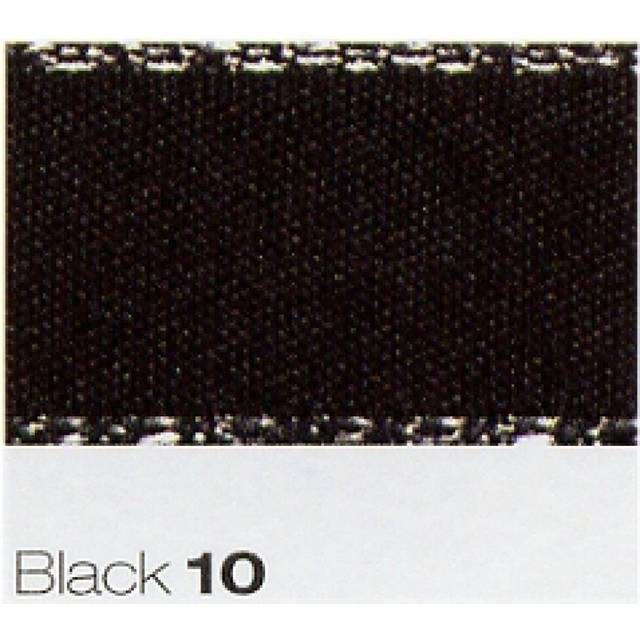 Berisfords Silver Edge Satin Ribbon 10 Black - 3mm - per metre