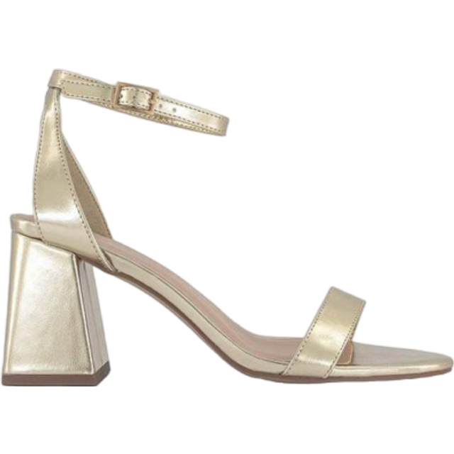 OFFICE Womens Meadow Two Part Flared Heel Sandals Gold Multi, 3