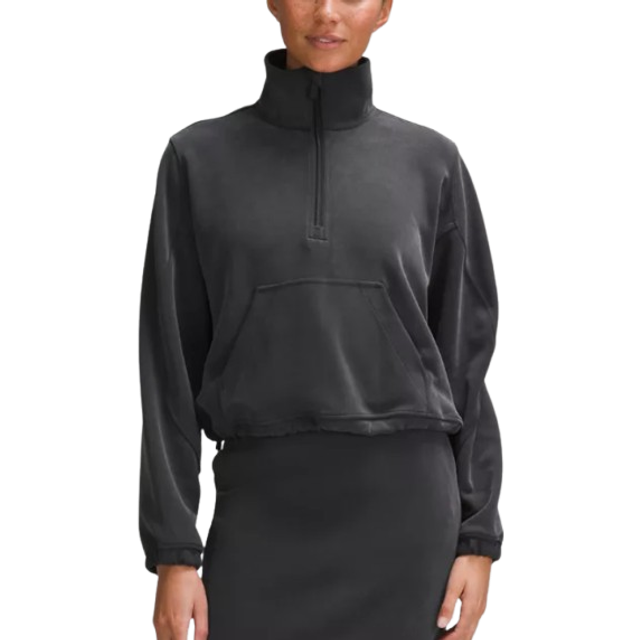 lululemon – Women's Brushed Softstreme Half Zip Sweatshirt – Color Black – Size 4