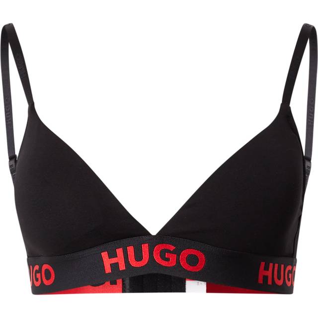 Hugo Boss Women's Sporty Logo Triangle Bra, Black/red