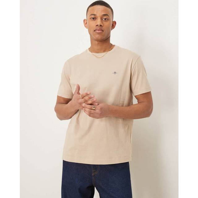 GANT – Beige t-shirt med sköldlogga-Naturlig