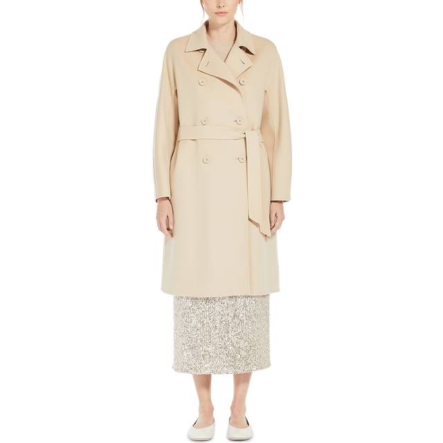 Avenue Double-Breasted Belted Coat - Sand - Weekend Max Mara allows for maximum versatility with its capsule collection of clothing that caters to off-duty styling. Perfectly embodying the spirit of femininity, the Italian label fuses timeless design with modern silhouettes and luxe fabrics.