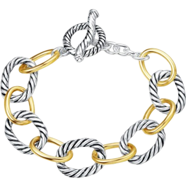 UNY JEWEL 1pc UNY JEWEL Copper Twisted Cable Wire Link Chain Toggle Bracelet. Women Designer Inspired Link Chain Bracelets. Valentine Christmas Anniversary Birt